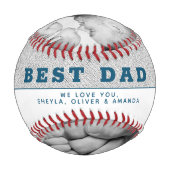 最高のモダンパパブルー父の日3写真コラージュ 野球ボール (裏面)