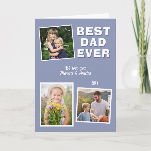 最高のモダンパパ3写真コラージュ父の日 シーズンカード (正面)