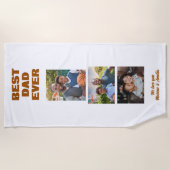 最高のモダンパパ3写真コラージュ父の日 ビーチタオル (正面)