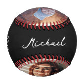 最高のモダンパパ3写真コラージュ父の日 野球ボール (裏面)