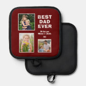 最高のモダンパパ3写真コラージュ父の日 鍋敷き (正面/裏面)