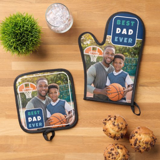 最高のモダンパパ・エバーファーズデイ 鍋つかみ&鍋敷きセット (トップダウン)