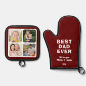 最高のモダンパパEver 4 Photo Collage Father's Day 鍋つかみ&鍋敷きセット (正面)