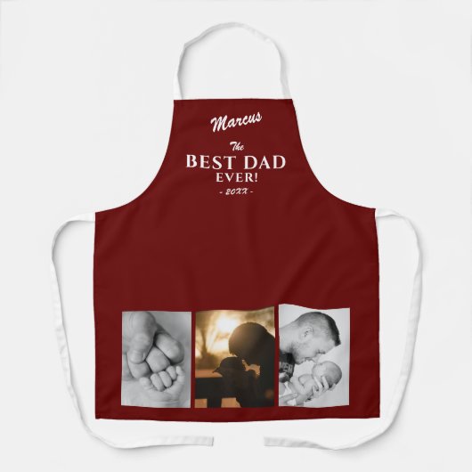 最高のモダンパパEver Father's Day Keepsake 3 Photo エプロン (正面)