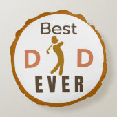 最高のモダンパパEver Kids家族写真父の日 ラウンドクッション (裏面)