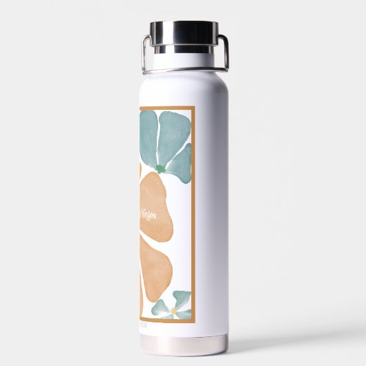 最高のモダン先生水色フローラ水瓶 ウォーターボトル (背面)