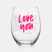 最高のモダン母の日のピンクの写真 ステムなしワイングラス (裏面)