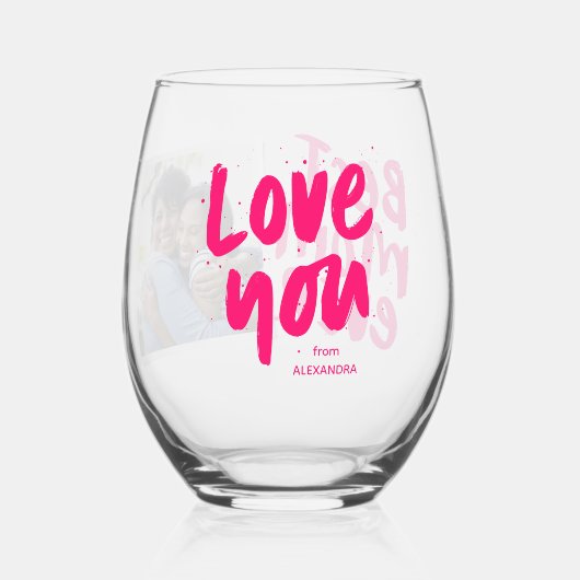 最高のモダン母の日のピンクの写真 ステムなしワイングラス (裏面)