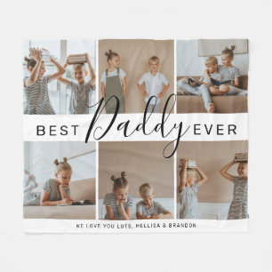 最高のモダンDaddy Ever写真コラージュ フリースブランケット