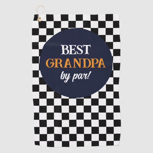 最高のモダンGrandpa白黒チェック ゴルフタオル (正面)