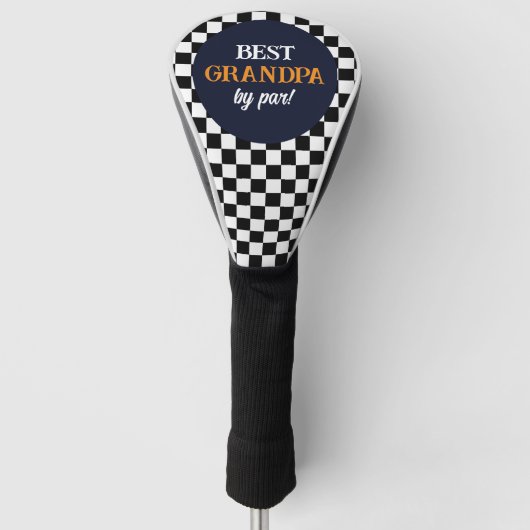 最高のモダンGrandpa白黒チェック ゴルフヘッドカバー (正面)