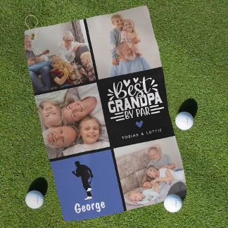 最高のモダンGrandpa by Par Photo Collage Gift ゴルフタオル