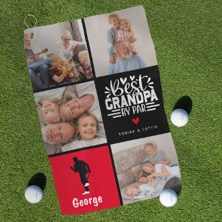 最高のモダンGrandpa by Par Photo Collage Gift ゴルフタオル