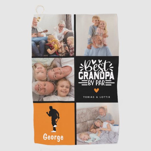 最高のモダンGrandpa by Par Photo Collage Gift ゴルフタオル (正面)