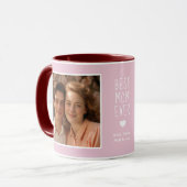 最高のモダンMom Ever 2枚の文字ピンクC52白 マグカップ (正面左)