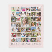 最高のモダンMOM EVER 39写真コラージュPink Gray フリースブランケット (正面)