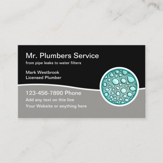 最高のモダンPlumber Service Business Card 名刺 (正面)