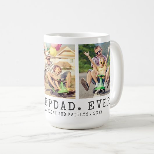 最高のモダンSTEPDAD EVER 3枚の写真パーソナライズされた コーヒーマグカップ (正面右)