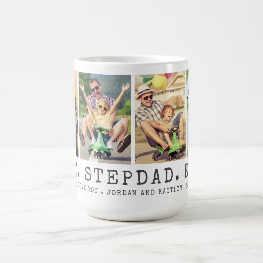 最高のモダンSTEPDAD EVER 4パーソナライズされた枚 コーヒーマグカップ (中央)