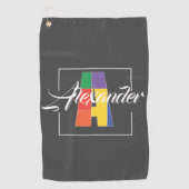 最高のモノグラムのイニシャルA灰色 ゴルフタオル (正面)