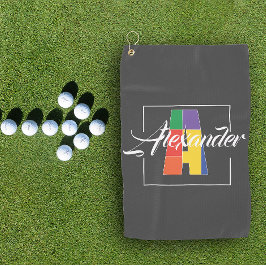 最高のモノグラムのイニシャルA灰色 ゴルフタオル