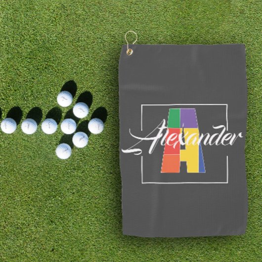 最高のモノグラムのイニシャルA灰色 ゴルフタオル