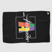 最高のモノグラムのイニシャルA黒 ゴルフタオル (横)