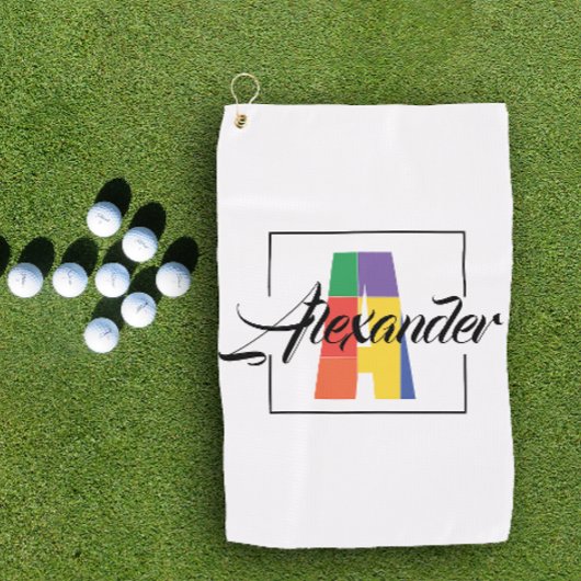 最高のモノグラムイニシャル色文字付きゴルフタオル ゴルフタオル