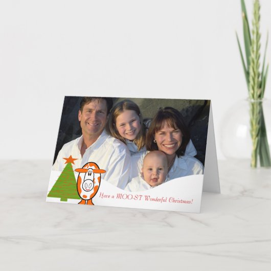 最高のモー素敵なクリスマスを!可愛い牛 シーズンカード (正面)