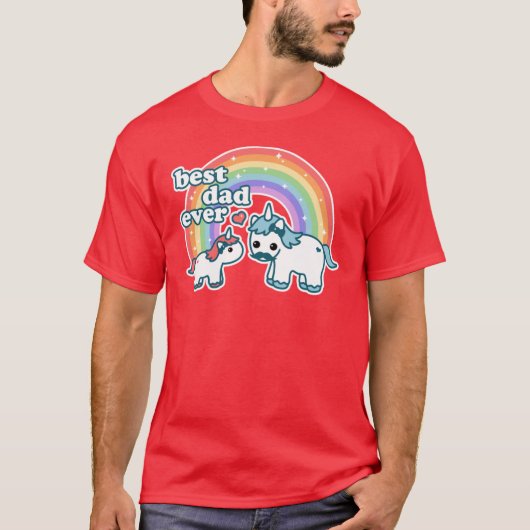 最高のユニコーンダッド家族 Tシャツ (正面)