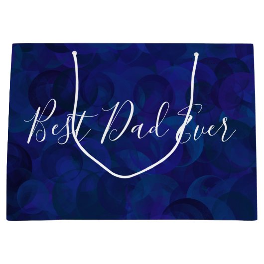 最高のユニークパパ・エバ・ネービー・ファザーズ・デイ ラージペーパーバッグ (正面)