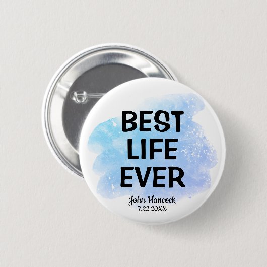 最高のライフバイバプテスムブルーウォーターカラーボタン 缶バッジ (正面&裏面)