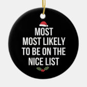 最高のリストのクリスマスに載っているだろう セラミックオーナメント (正面)