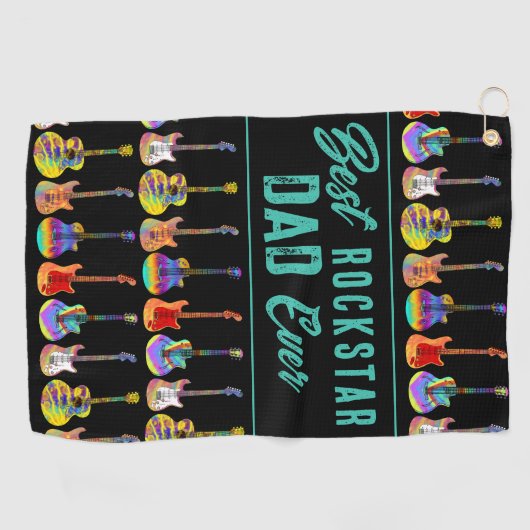 最高のロックスターパパエバー引用文 ゴルフタオル (横)