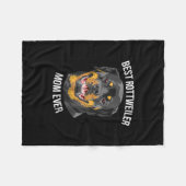 最高のロットワイラーの母親は女性にロッティを贈る フリースブランケット (正面(横))