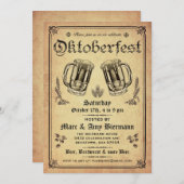 最高のヴィンテージのオクトーバーフェストの招待状v.2 招待状 (正面/裏面)