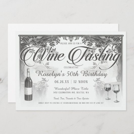 最高のヴィンテージのワインの試飲の招待状 招待状 (正面/裏面)