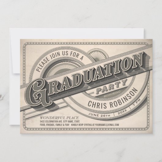 最高のヴィンテージの卒業のパーティの招待状の写真 招待状 (正面)
