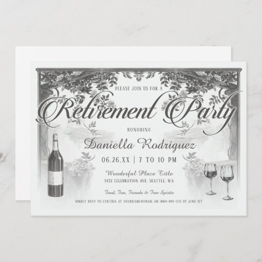 最高のヴィンテージの退職のパーティの招待状 招待状 (正面/裏面)