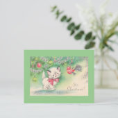 最高のヴィンテージクリスマスの子猫 シーズンポストカード (スタンド正面)