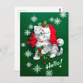 最高のヴィンテージクリスマスキッテンホリデーポストカード ポストカード (正面/裏面)