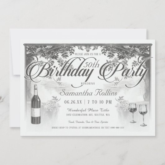 最高のヴィンテージバースデーパーティ招待状 招待状 (正面)