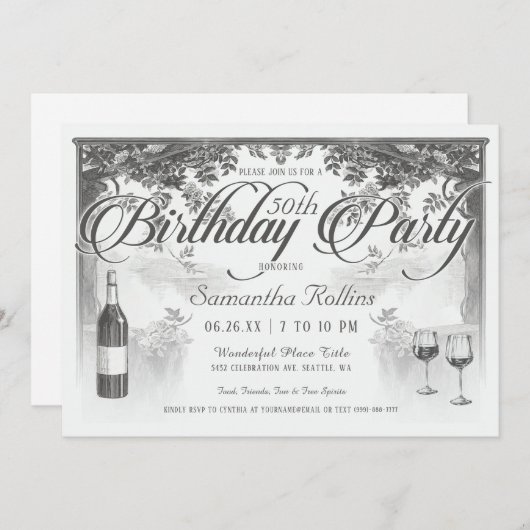 最高のヴィンテージバースデーパーティ招待状 招待状 (正面/裏面)