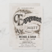 最高のヴィンテージ婚約パーティ招待状 招待状 (正面/裏面)