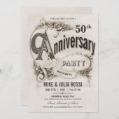 最高のヴィンテージ結婚記念日招待状 招待状 (正面/裏面)