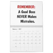 最高の上司のカレンダーのおもしろいなボスのユーモアの冗談 カレンダー (2月 2027)