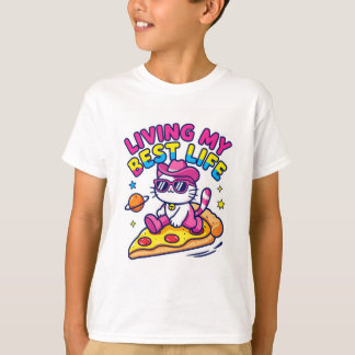 最高の人生を生きてる猫Tシャツ Tシャツ