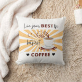 最高の人生を生きよう | でもまずはコーヒーを Pillow クッション (ブランケット)