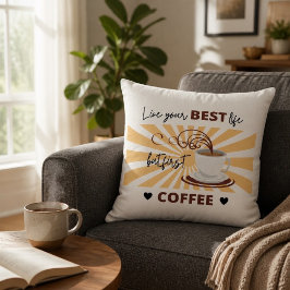 最高の人生を生きよう | でもまずはコーヒーを Pillow クッション