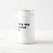 最高の人生を生きる。おもしろい基本文字デザイン ビールジョッキ (正面左)